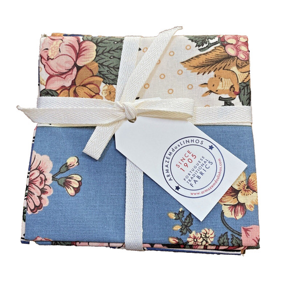 Portugal Traditional Fabric Bundle 6 Piece Country Farmhouse NWT Blues Pinks - Picture 1 of 7